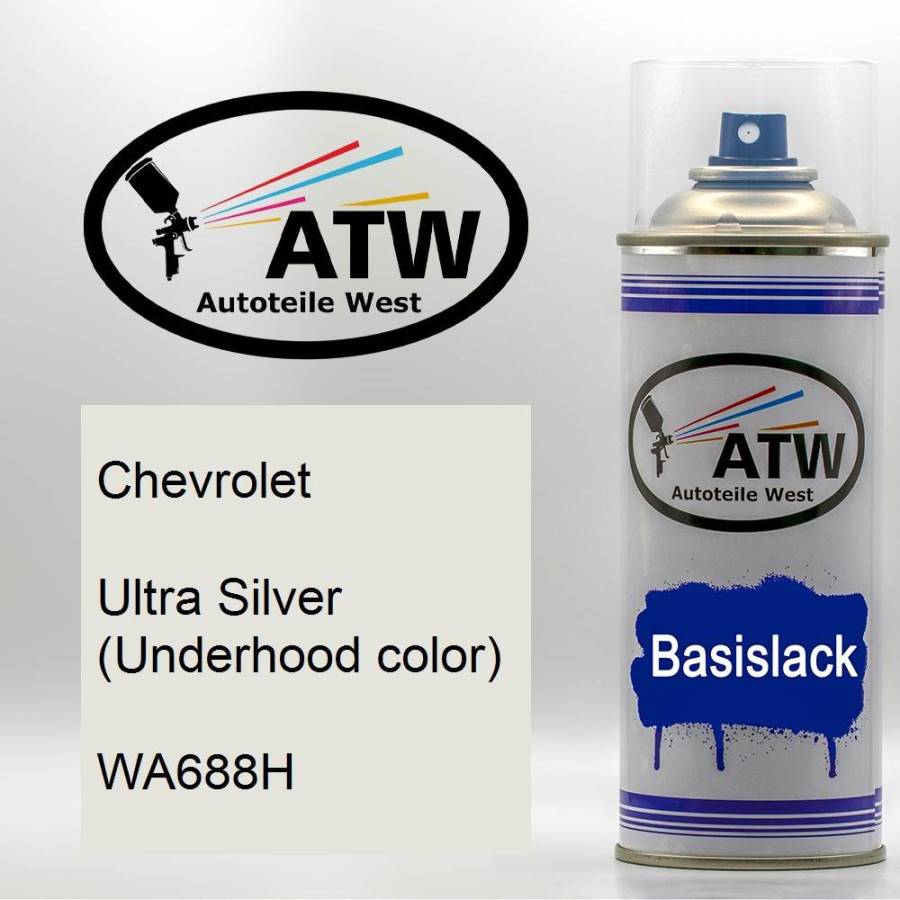 Chevrolet, Ultra Silver (Underhood color), WA688H: 400ml Sprühdose, von ATW Autoteile West.